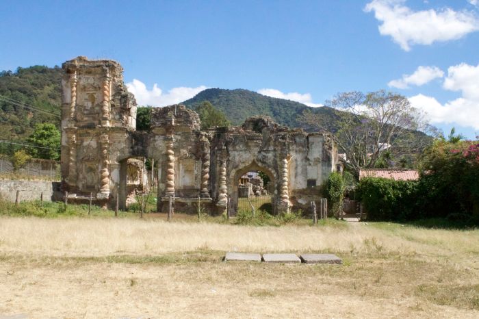 The ruins of the church in the Candelaria section of Antigua, Guatemala.