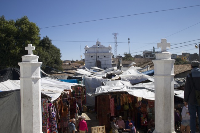 A view from the Calvary Chapel over the market toward the Church of Saint Thomas.