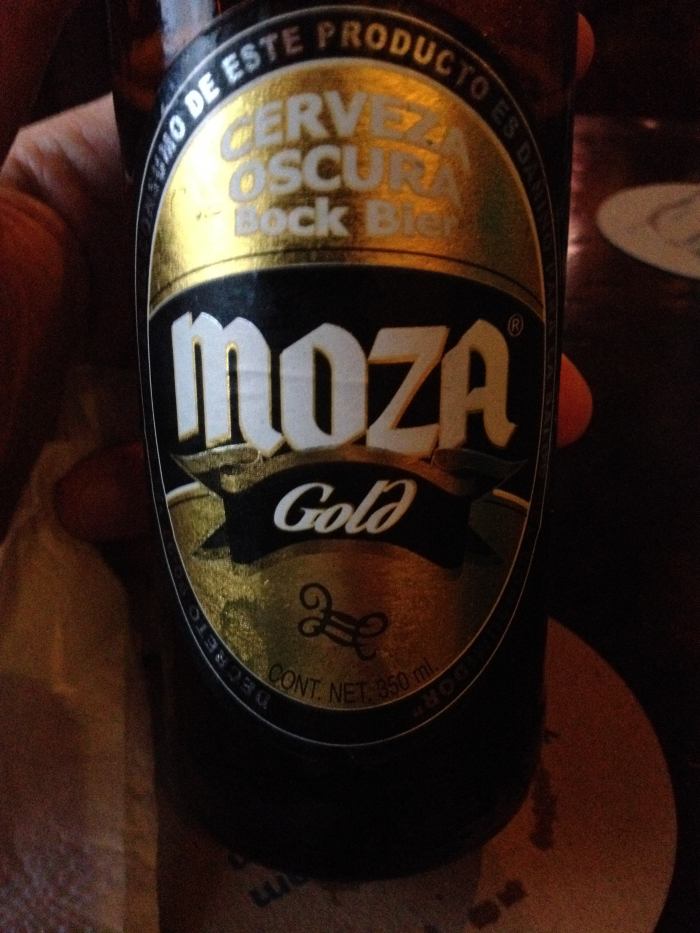 Moza Gold, a Guatemalan beer, at Frida's