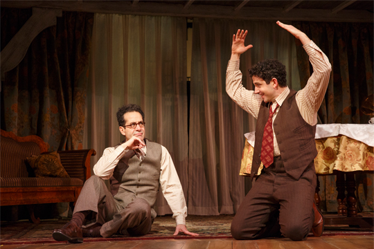 Tony Shalhoub as George S. Kaufman and Santino Fontana as Moss Hart in "Act One" at Lincoln Center (Photo by Joan Marcus)